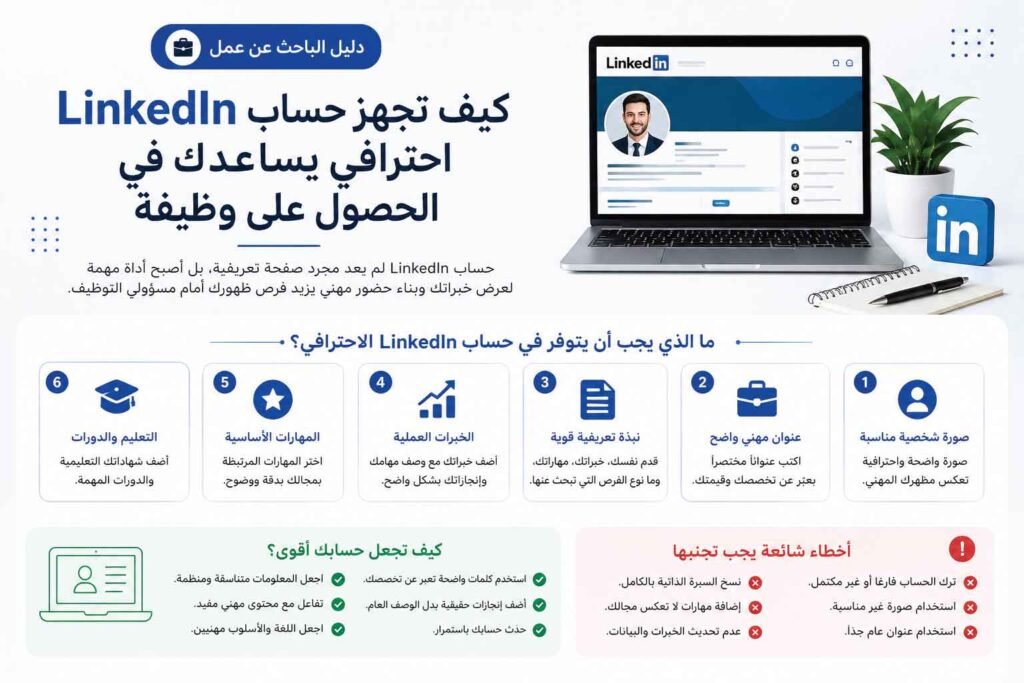 كيف تجهز حساب LinkedIn احترافي يساعدك في الحصول على وظيفة